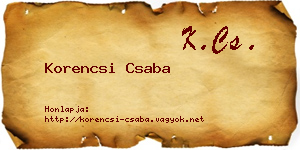Korencsi Csaba névjegykártya